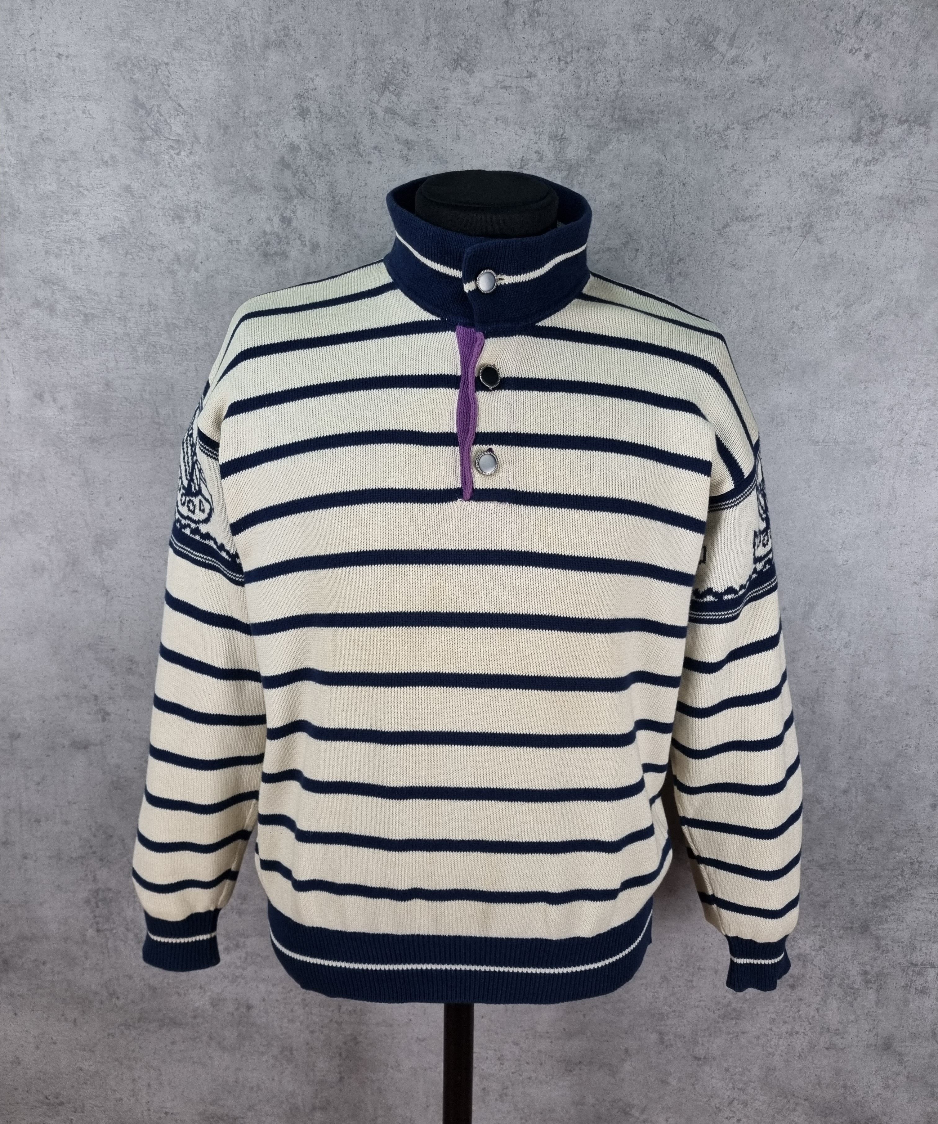 Iceberg × Jean Charles De Castelbajac Striped Castelbajac pour Iceberg Knitted Sweater Size US L / EU 52-54 / 3 - 5 Thumbnail