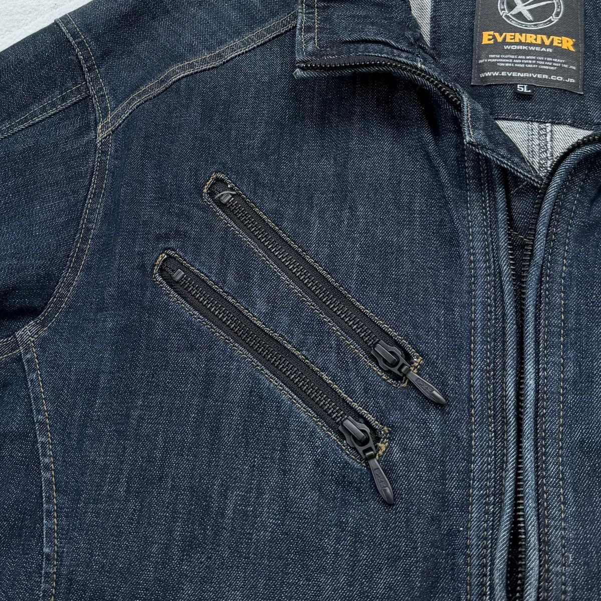 Japanese Brand Evenriver Workwear Denim Jacket Utility Mechanic Biker Size US XL / EU 56 / 4 - 6 Thumbnail