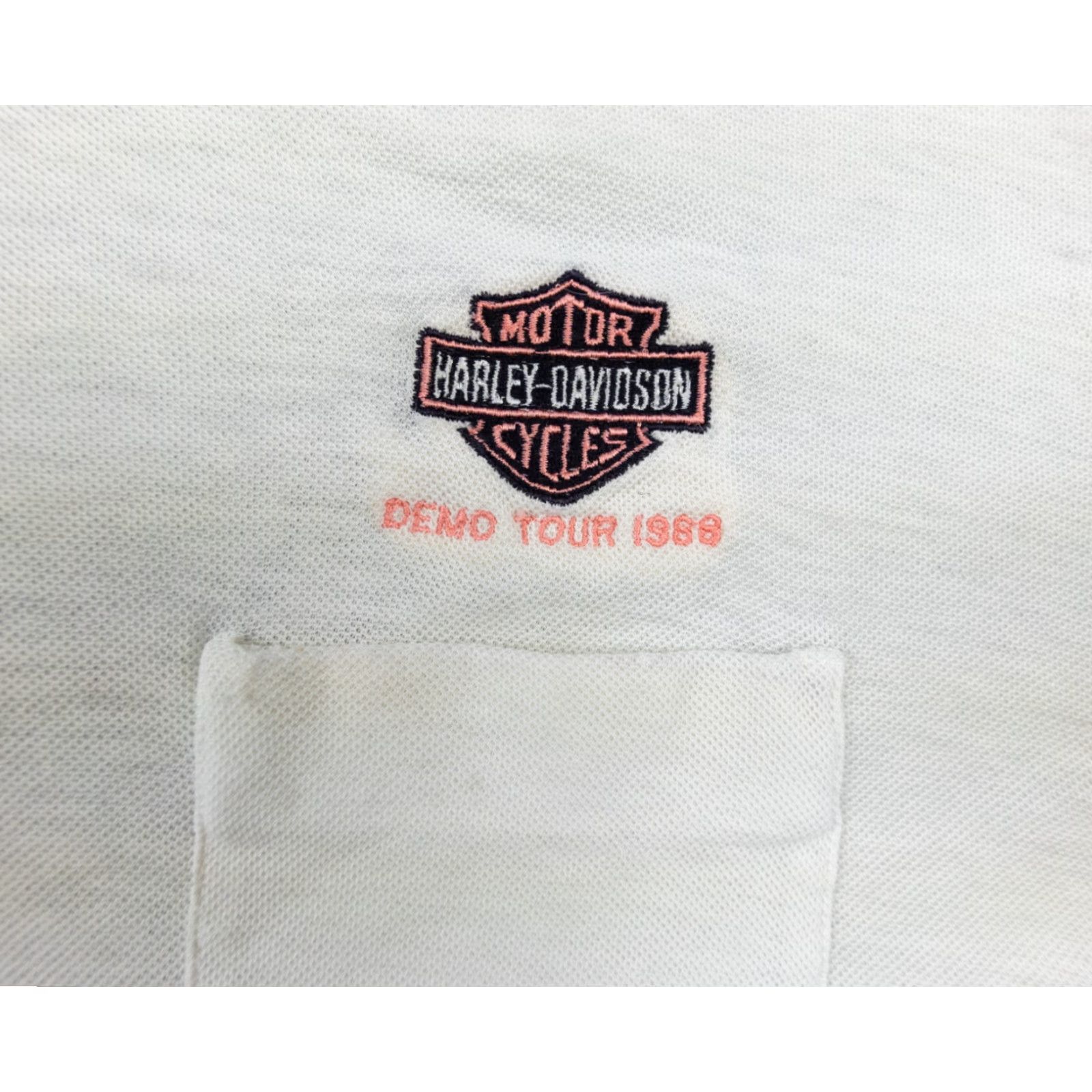 Harley Davidson VINTAGE Harley-Davidson Shirt Adult XL White Short Sleeve Polo Motorcycle 80s Polos Mens 80s Size US XL / EU 56 / 4 - 3 Thumbnail