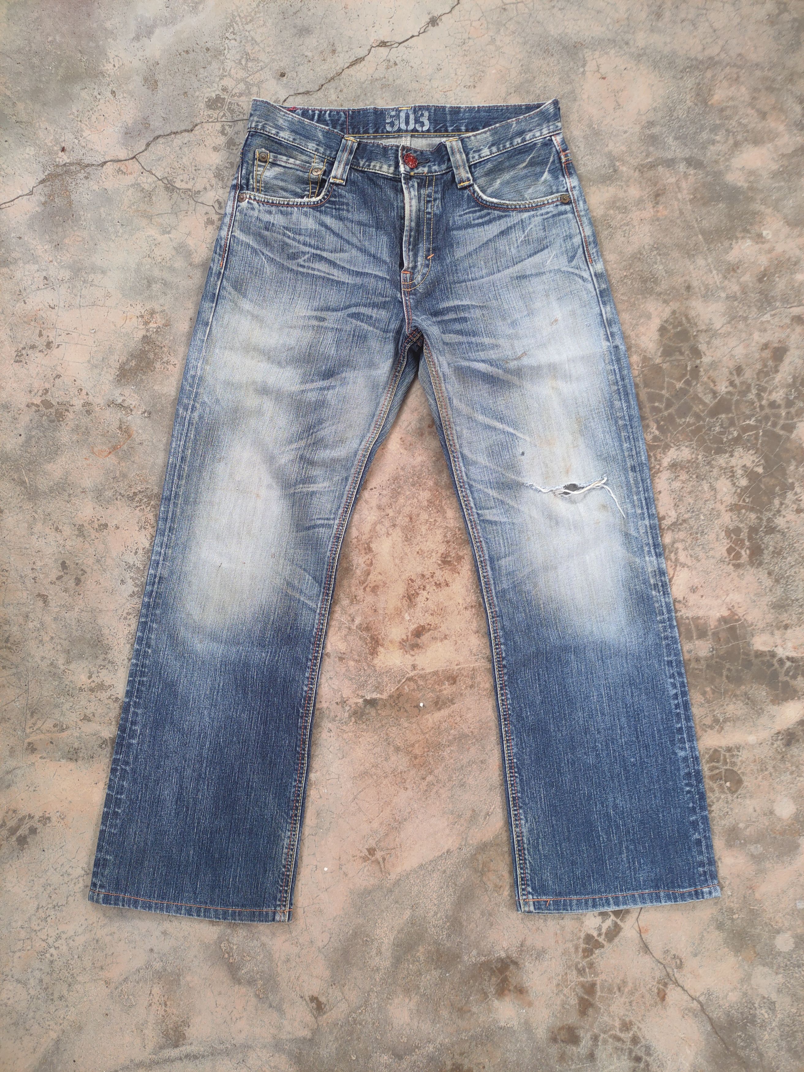 Edwin W33 EDWIN VINTAGE FADED DISTRESSED FLARE JEANS PANTS Size US 33 - 2 Thumbnail