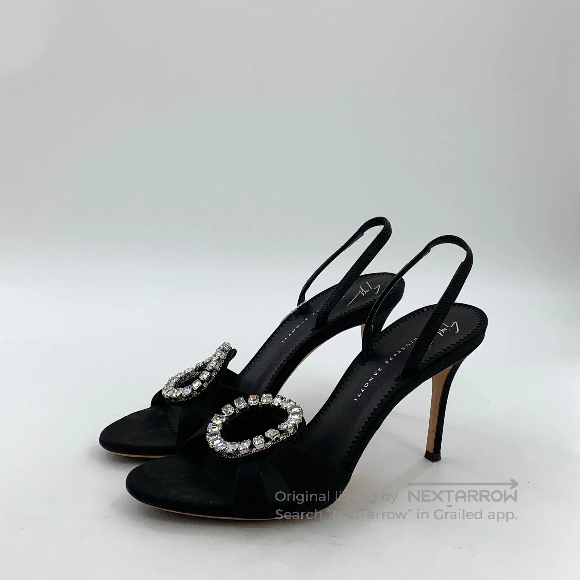 Giuseppe Zanotti Giuseppe Zanotti Black satin diamond-studded stiletto high Size US 6.5 / IT 36.5 - 1 Thumbnail