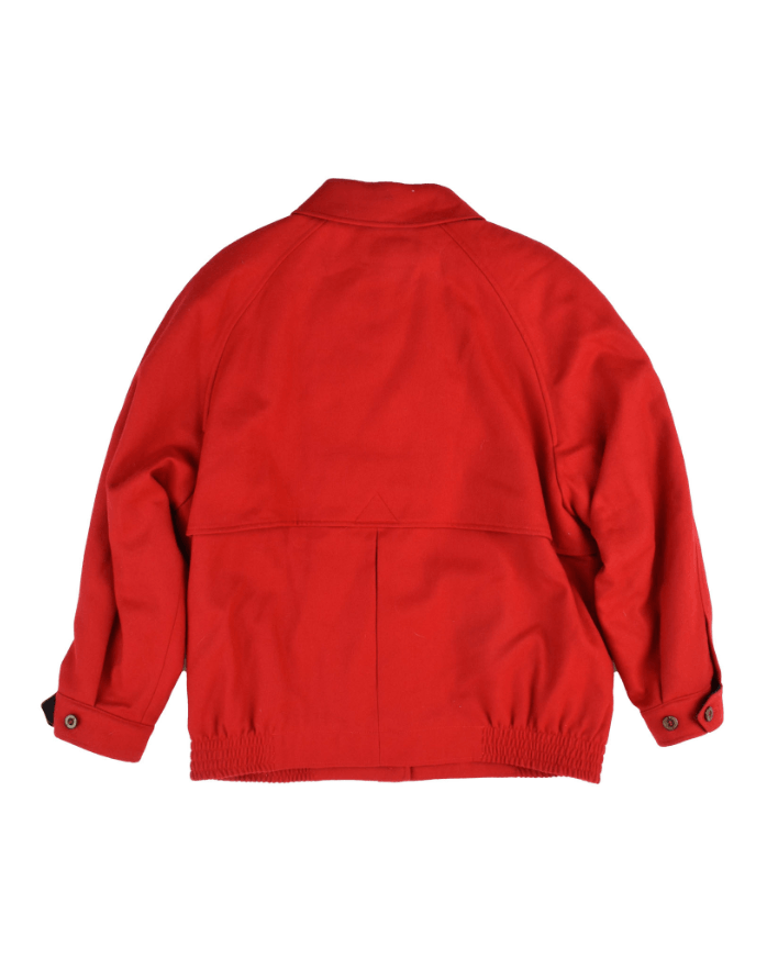 Burberry Women's Burberrys Vintage 100% Wool Bomber Jacket Red XL Size XL / US 12-14 / IT 48-50 - 2 Thumbnail