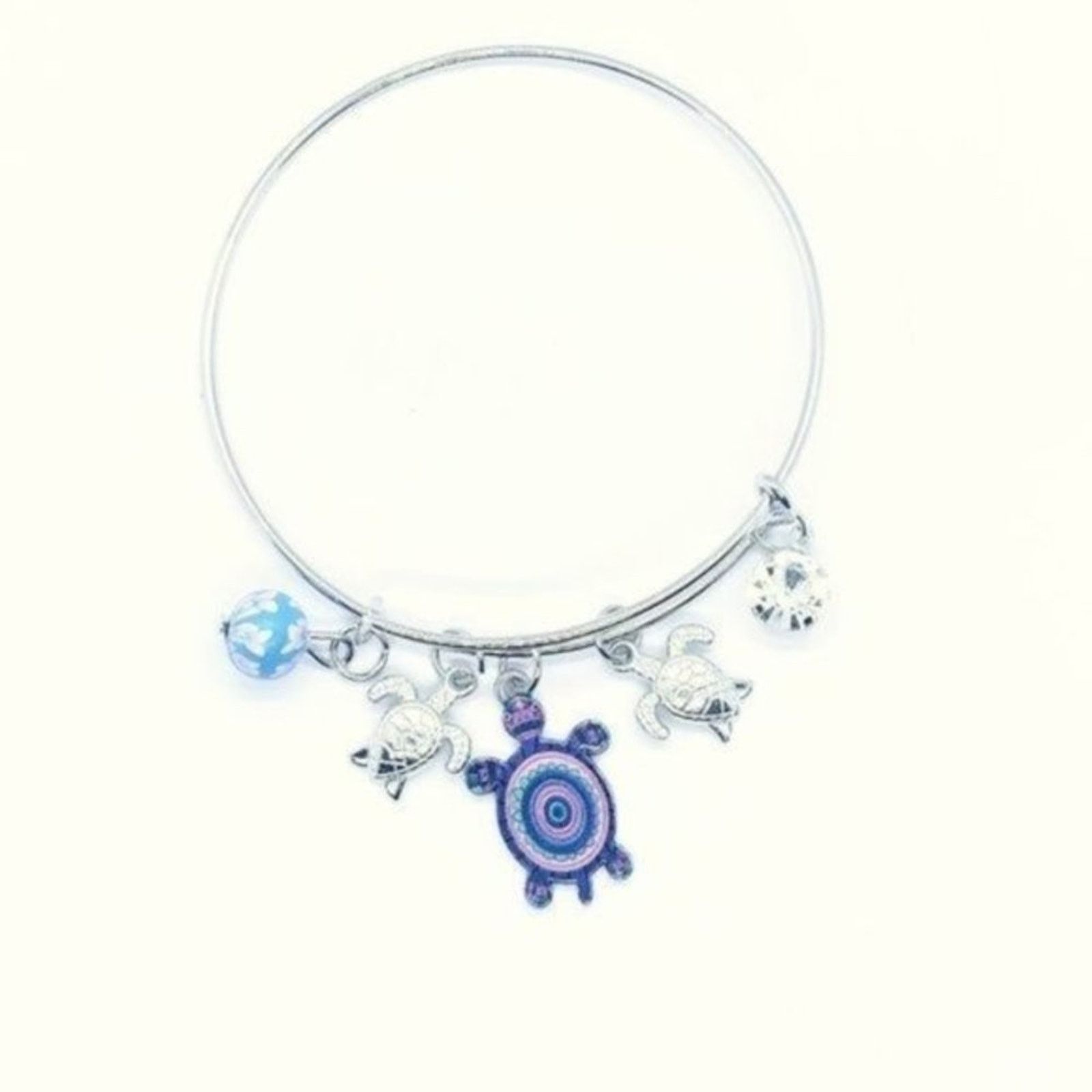 Other Beaded Sea Turtle Charm Colorful Bangle Bracelet Size ONE SIZE - 1 Thumbnail