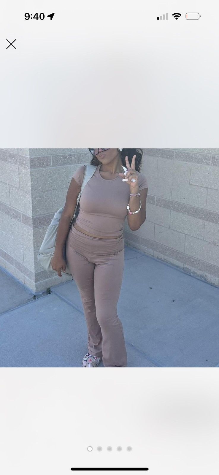 Other TikTok Shop Tan Cream 2-Piece Tracksuit Flared Pants & Crop Size M / US 6-8 / IT 42-44 - 1 Thumbnail