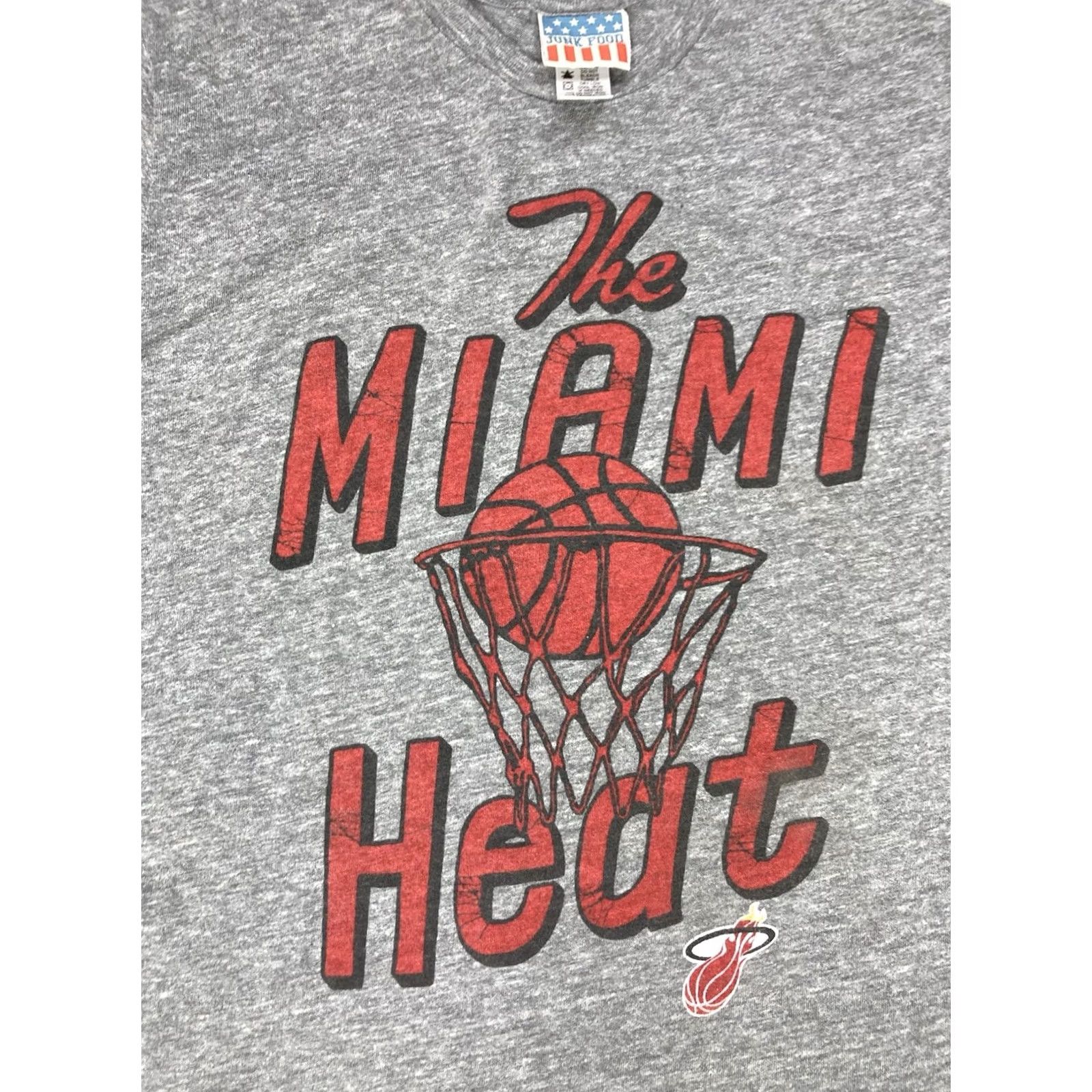 Junk Food Junk Food Miami Heat T-Shirt Women XS Gray Retro Graphic Short Sleeve Crew Neck Pullover Casual Cotton Polyester Size XS / US 0-2 / IT 36-38 - 2 Thumbnail