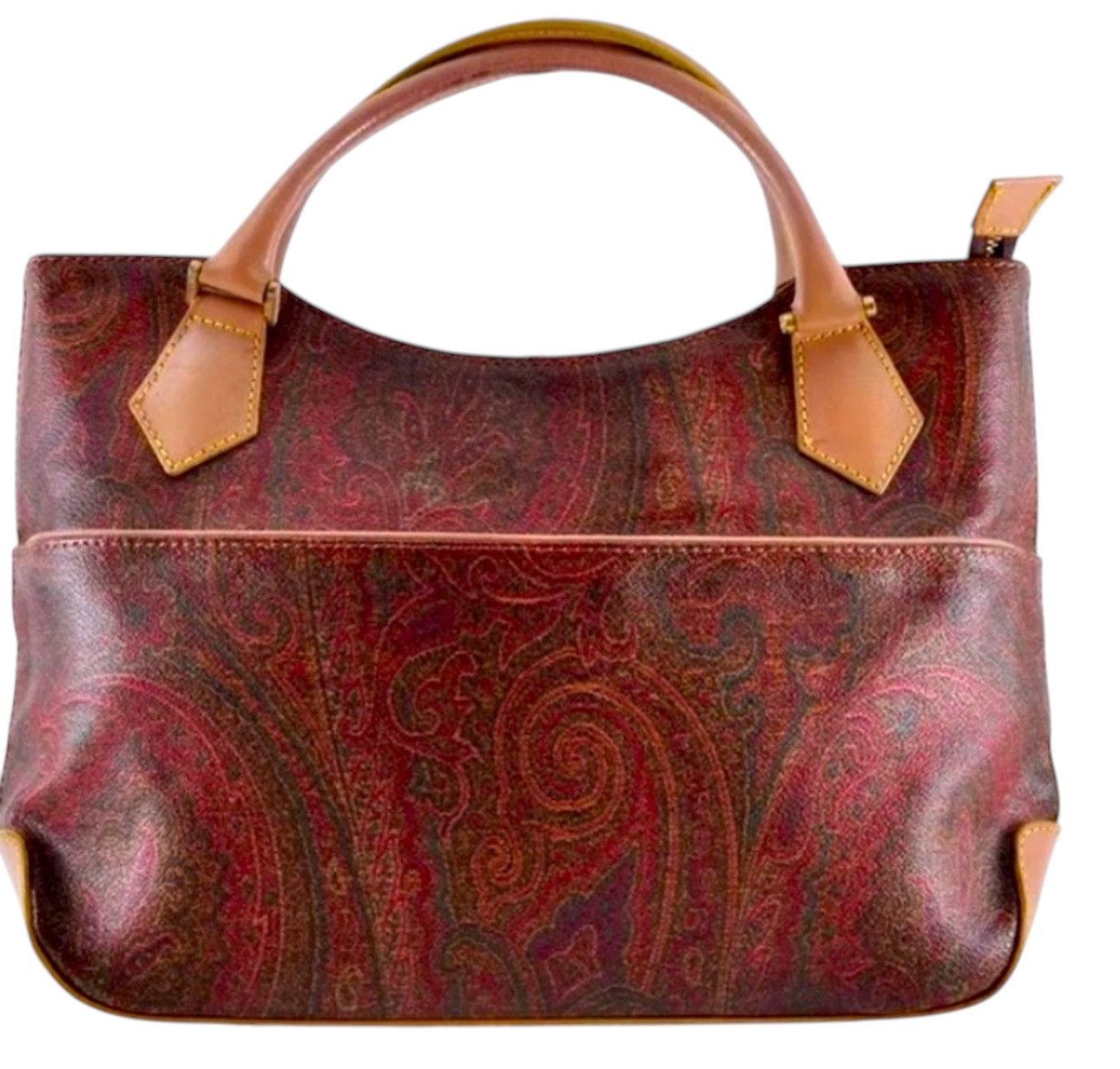 Etro ETRO Paisley Hand Bag PVC Leather Wine Red Brown Charm Size ONE SIZE - 4 Thumbnail