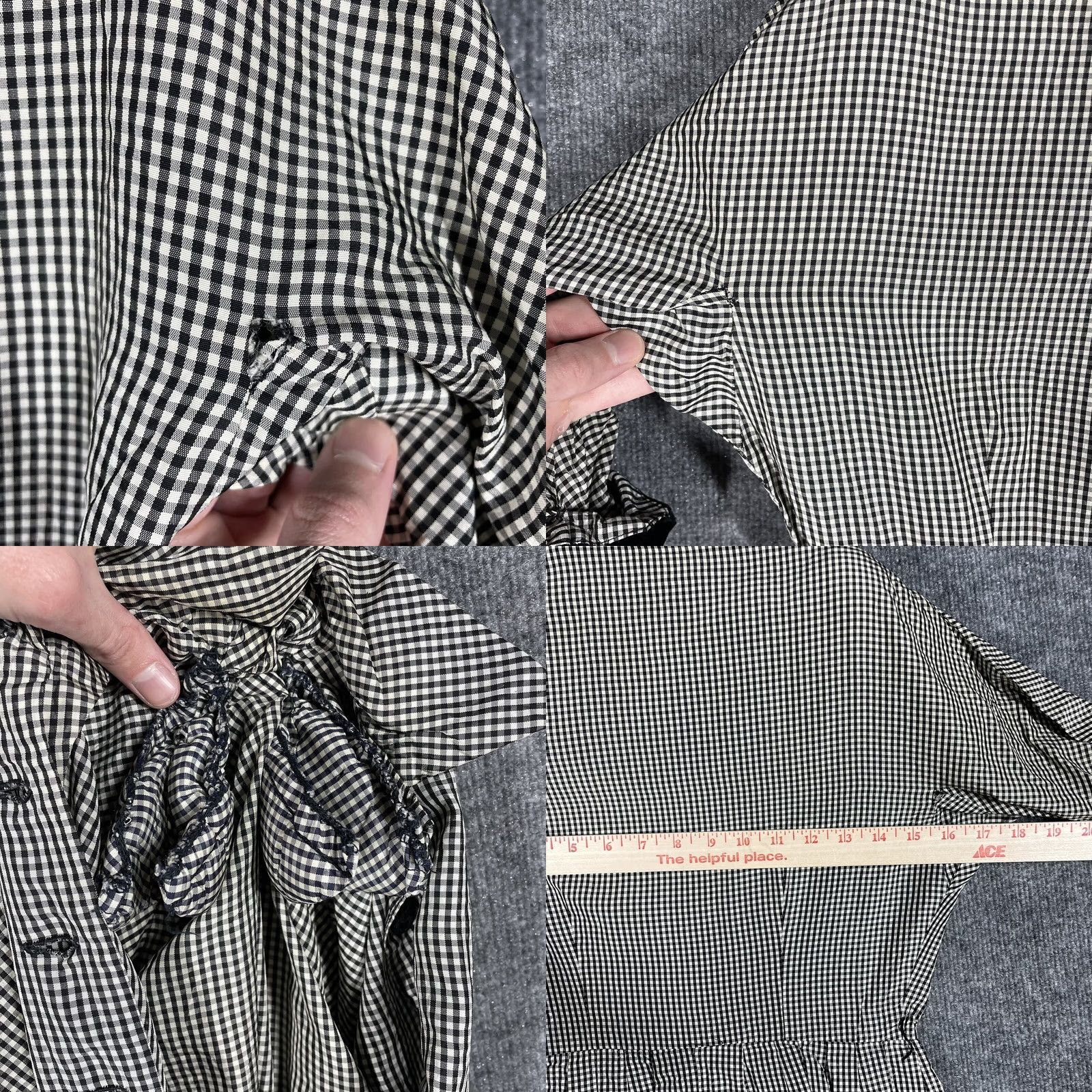 Velvet VINTAGE 1950s Rockabilly Gingham Plaid Dress Women Small Black Velvet Shirtwaist Nylon Size S / US 4 / IT 40 - 10 Thumbnail
