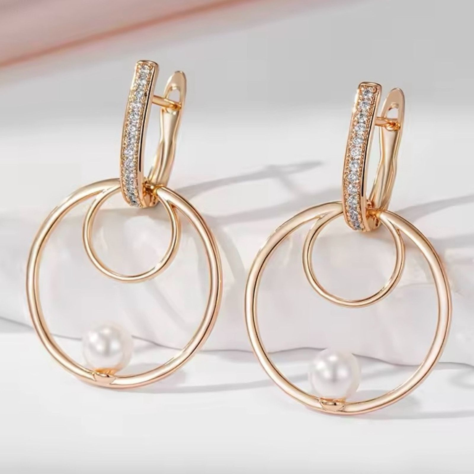 Other Pearl Round Natural Zircon Micro Wax Setting Earrings Women Size ONE SIZE - 2 Thumbnail
