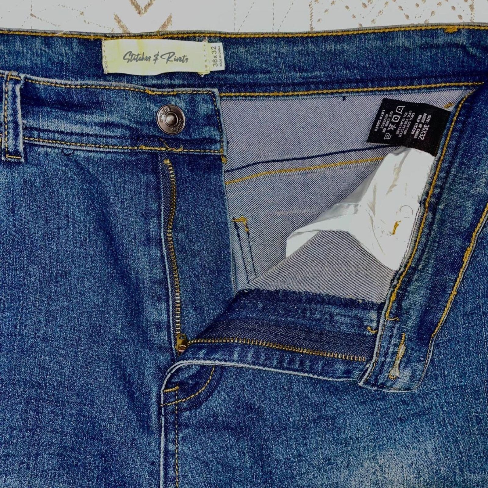Stitch's Jeans 36x32 Stitches Rivets Blue Jeans Size US 36 / EU 52 - 7 Thumbnail
