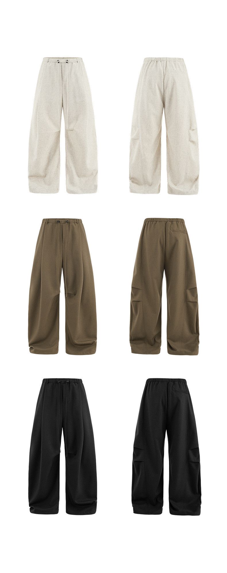 Japanese Brand Linen wide leg pants, loose solid color casual pants Size US 28 / EU 44 - 2 Thumbnail
