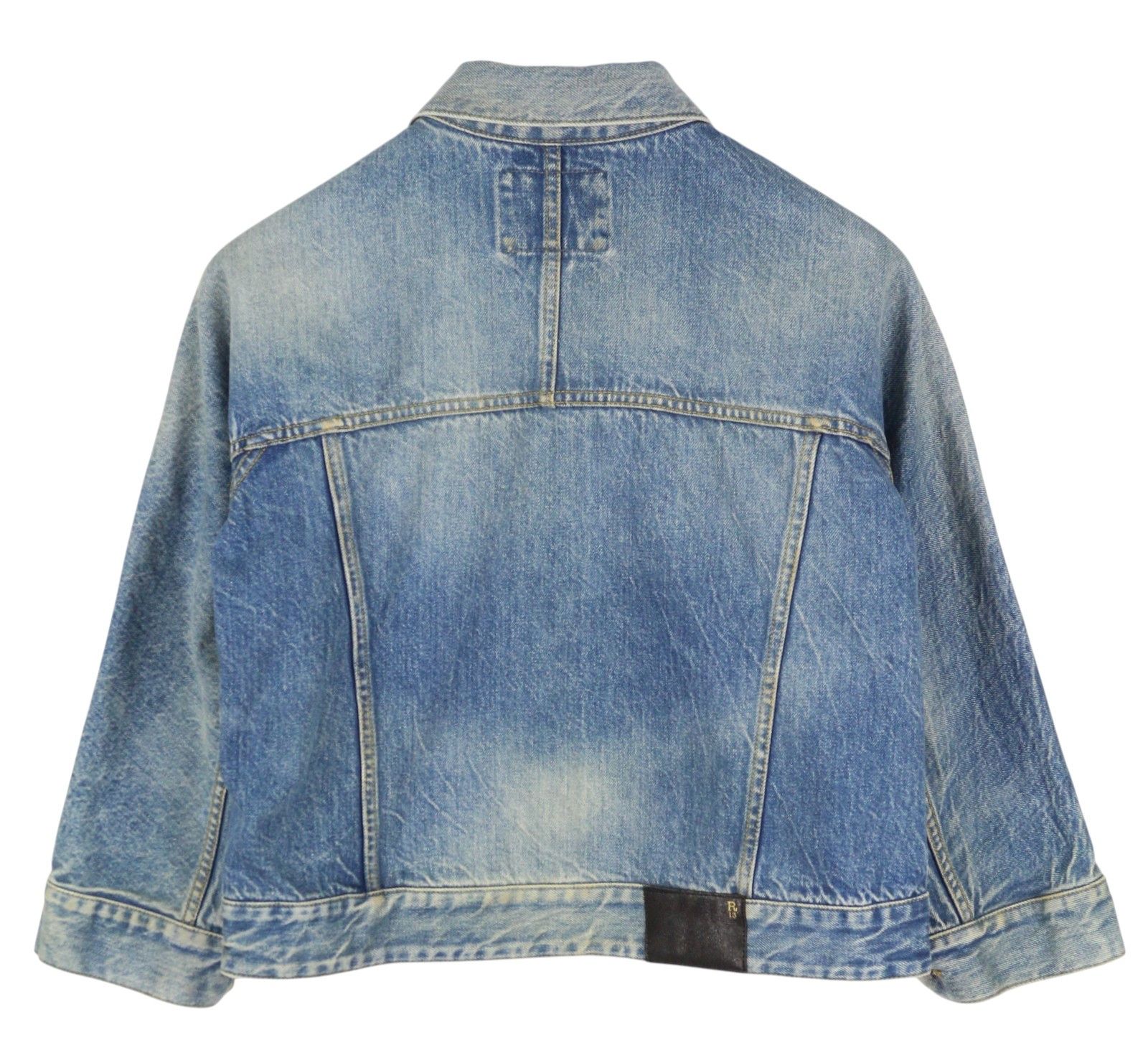 R13 CROPPED RAGLAN TRUCKER M Jasper Oversized Faded Denim 86160 Size M / US 6-8 / IT 42-44 - 2 Thumbnail