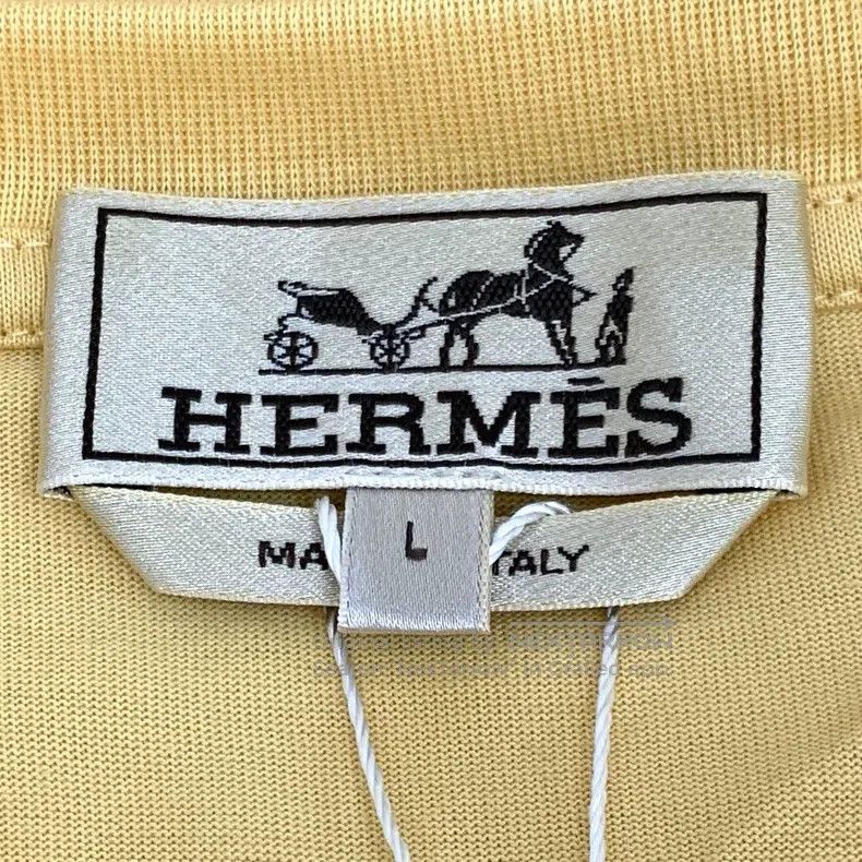 Hermes Hermes Yellow Geometric Patch Cotton Round Collar Short Sl Size L / US 10 / IT 46 - 5 Thumbnail