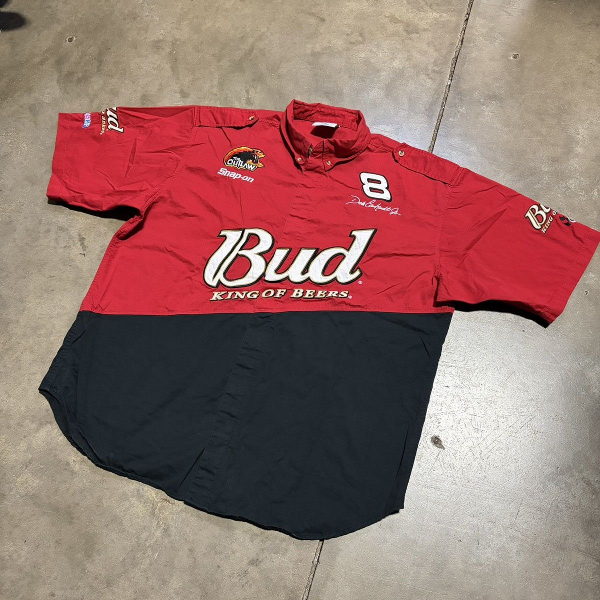 Chase Authentics Vintage Dale Earnhardt Bud NASCAR Pit Crew Racing Shirt 90s Size US XL / EU 56 / 4 - 2 Thumbnail