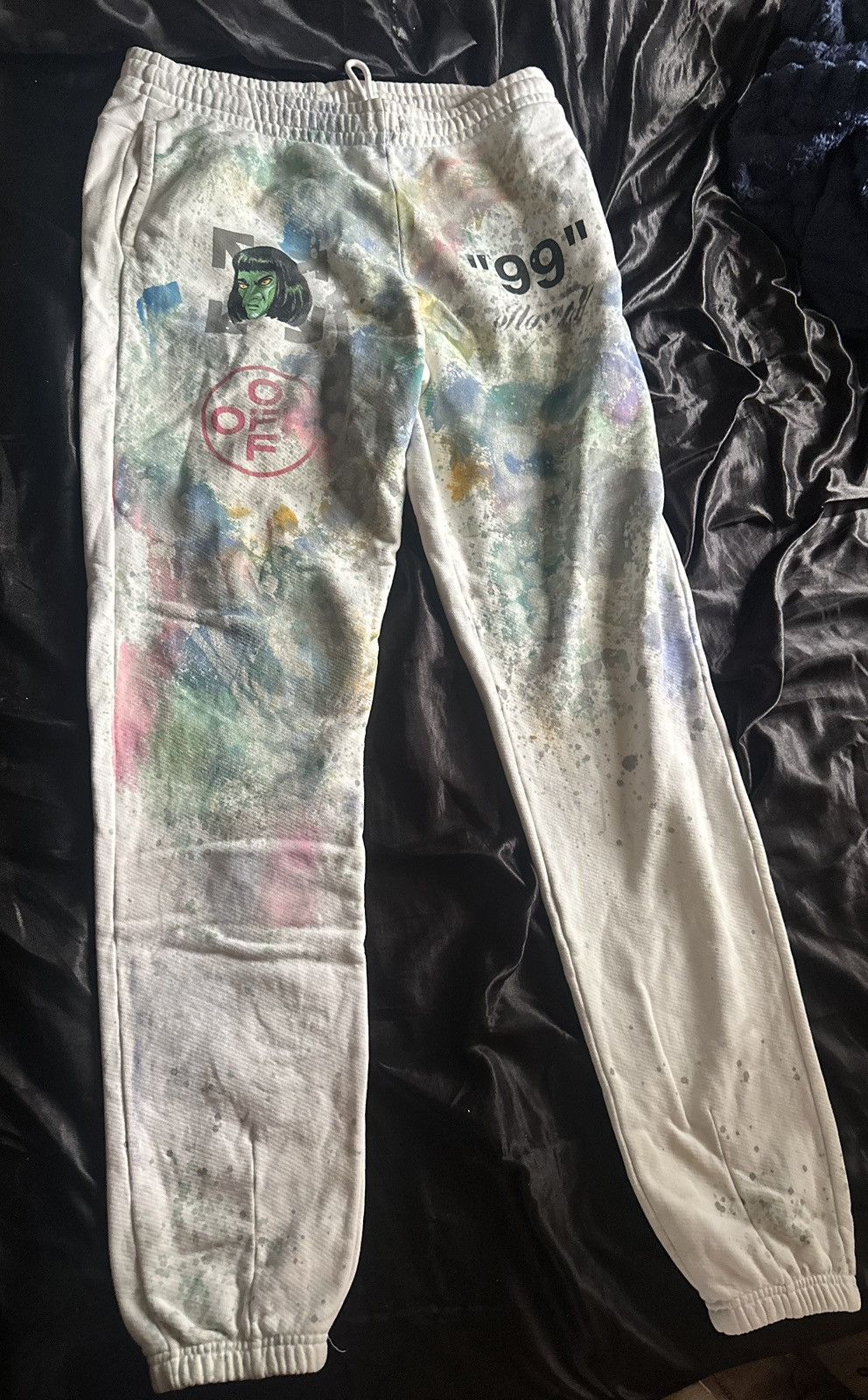 Off-White Off-White Green Witch Impressionism Sweatpants XXL Size US 39 - 1 Thumbnail