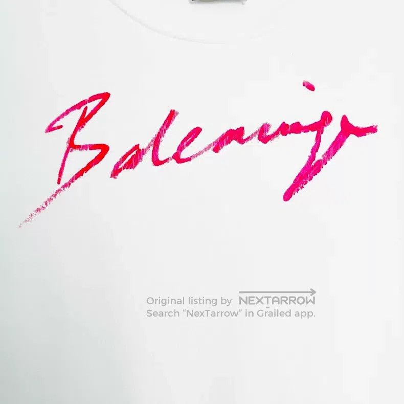 Balenciaga Balenciaga White Graffiti Letter Logo Cotton Crew Neck Sho Size US XS / EU 42 / 0 - 6 Thumbnail