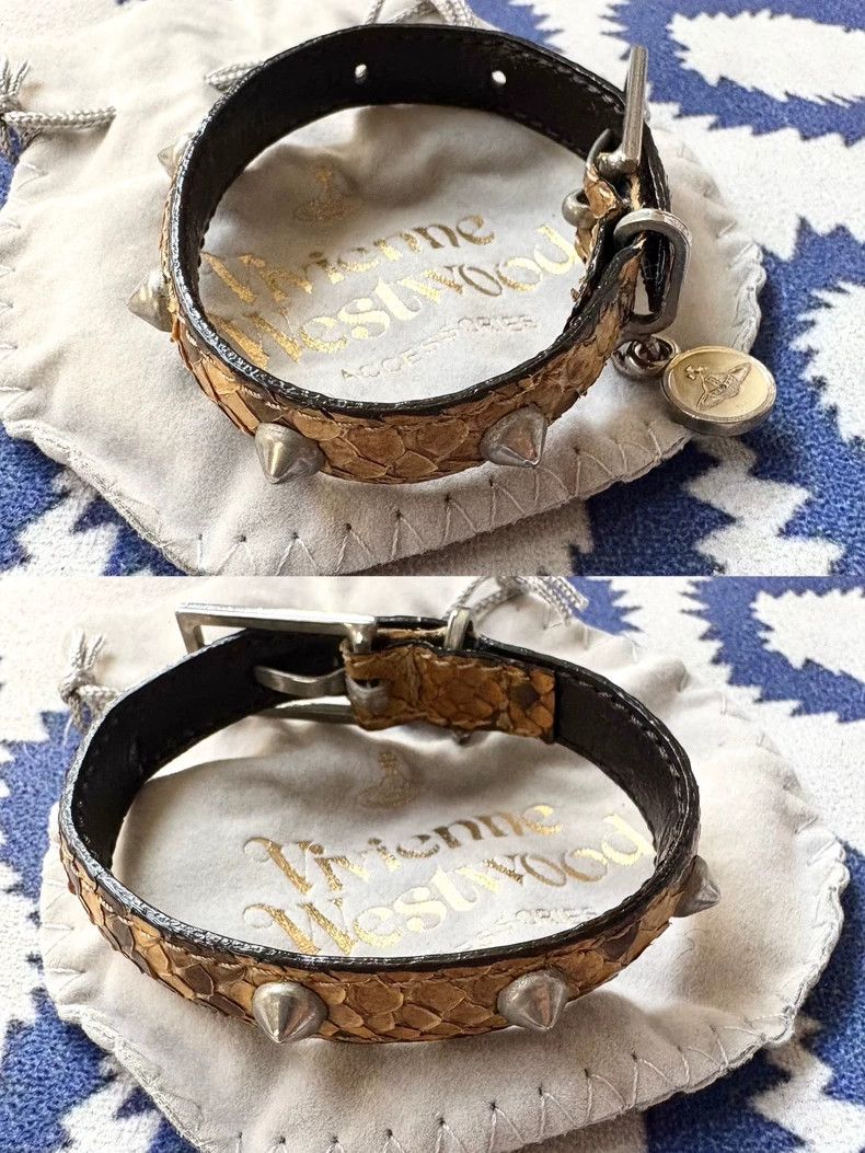 Vivienne Westwood Vivienne Westwood Tan crocodile skin bracelet with rivets Size ONE SIZE - 3 Thumbnail