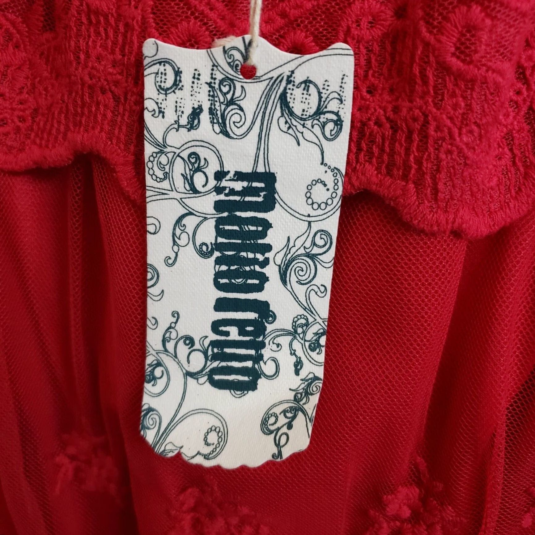 Vintage VINTAGE MONORENO Womens Off The Shoulder Top Sz Medium Red Embroidered Cotton Blend Size M / US 6-8 / IT 42-44 - 7 Thumbnail