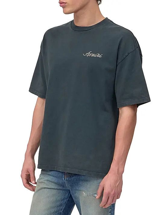 os11x0326 Logo Stud Oversized T-Shirt in Black