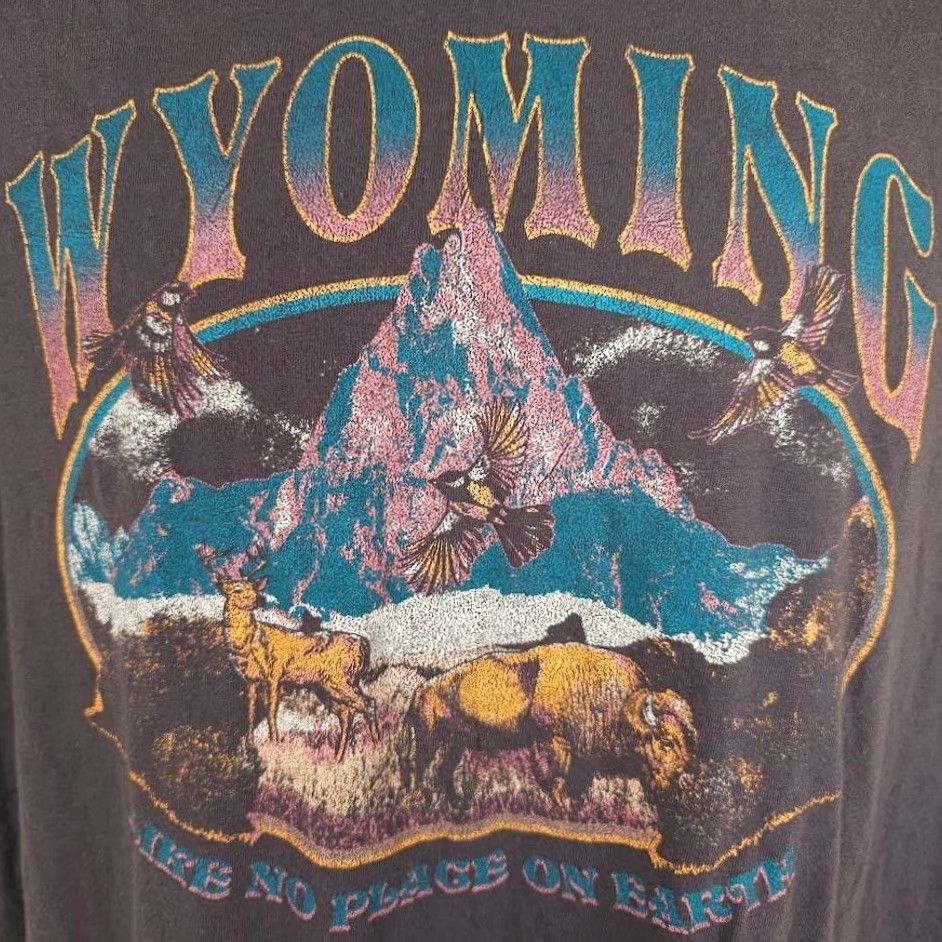 Vintage Wyoming T Shirt Womens XL Gray Nature Tee Like No Place On Earth Doe Shirt Regular Mens Womens Girls Size XL / US 12-14 / IT 48-50 - 3 Thumbnail