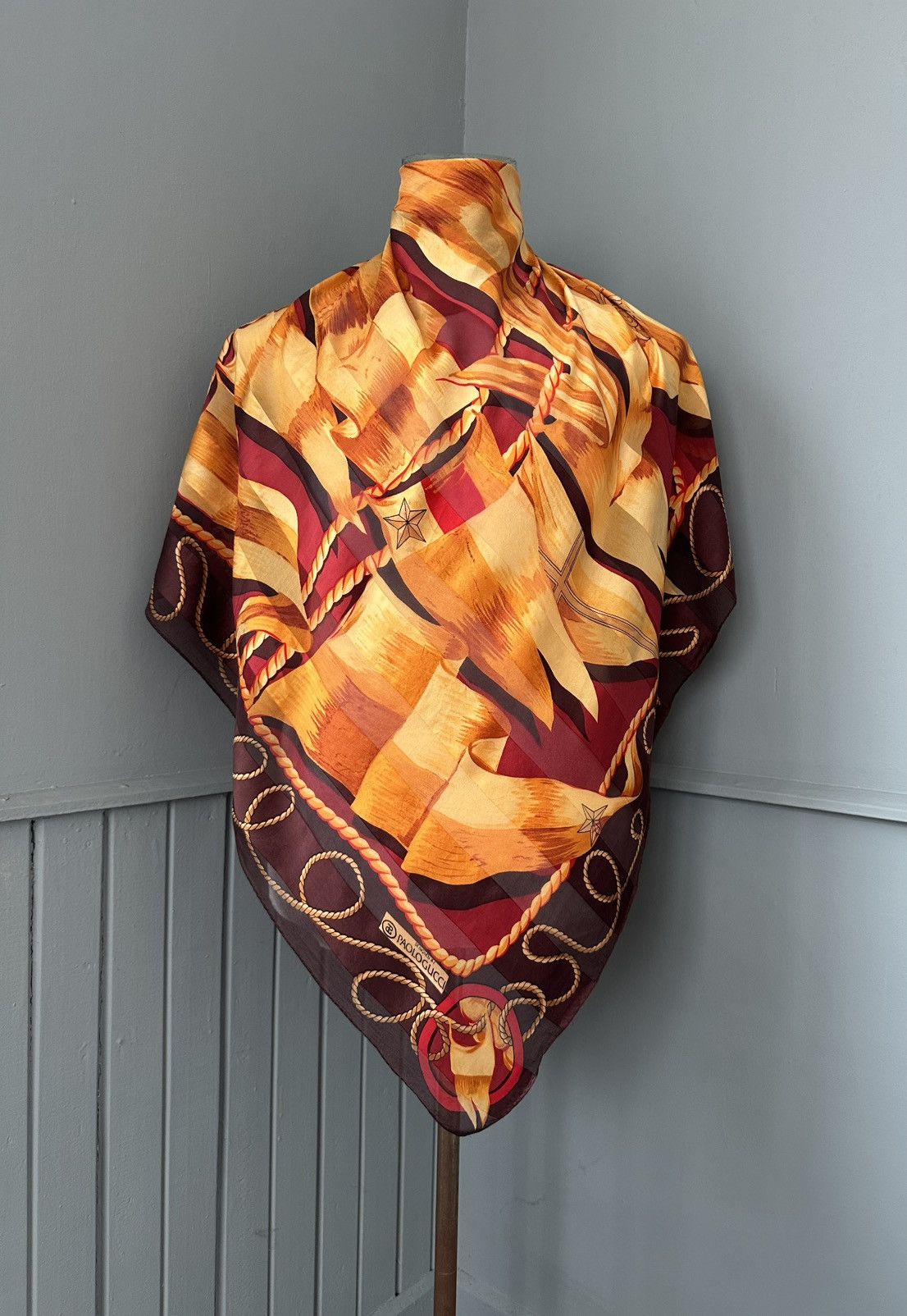 Paolo Gucci Vintage Paolo Gucci Silk Nautical Rope Flag Scarf Size ONE SIZE - 1 Thumbnail