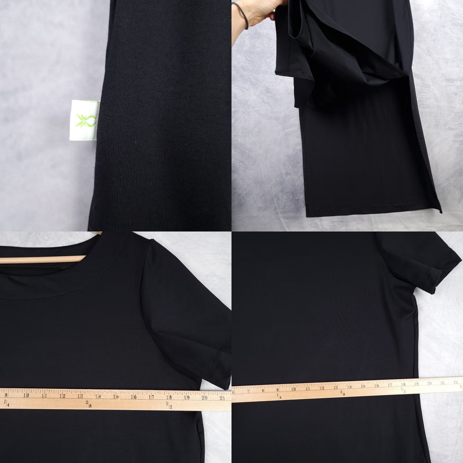 Vintage Dudley Stephens Maxi Dress Womens L Black Short Sleeves Nylon Minimalist Size 36" / US 14 / IT 50 - 8 Thumbnail