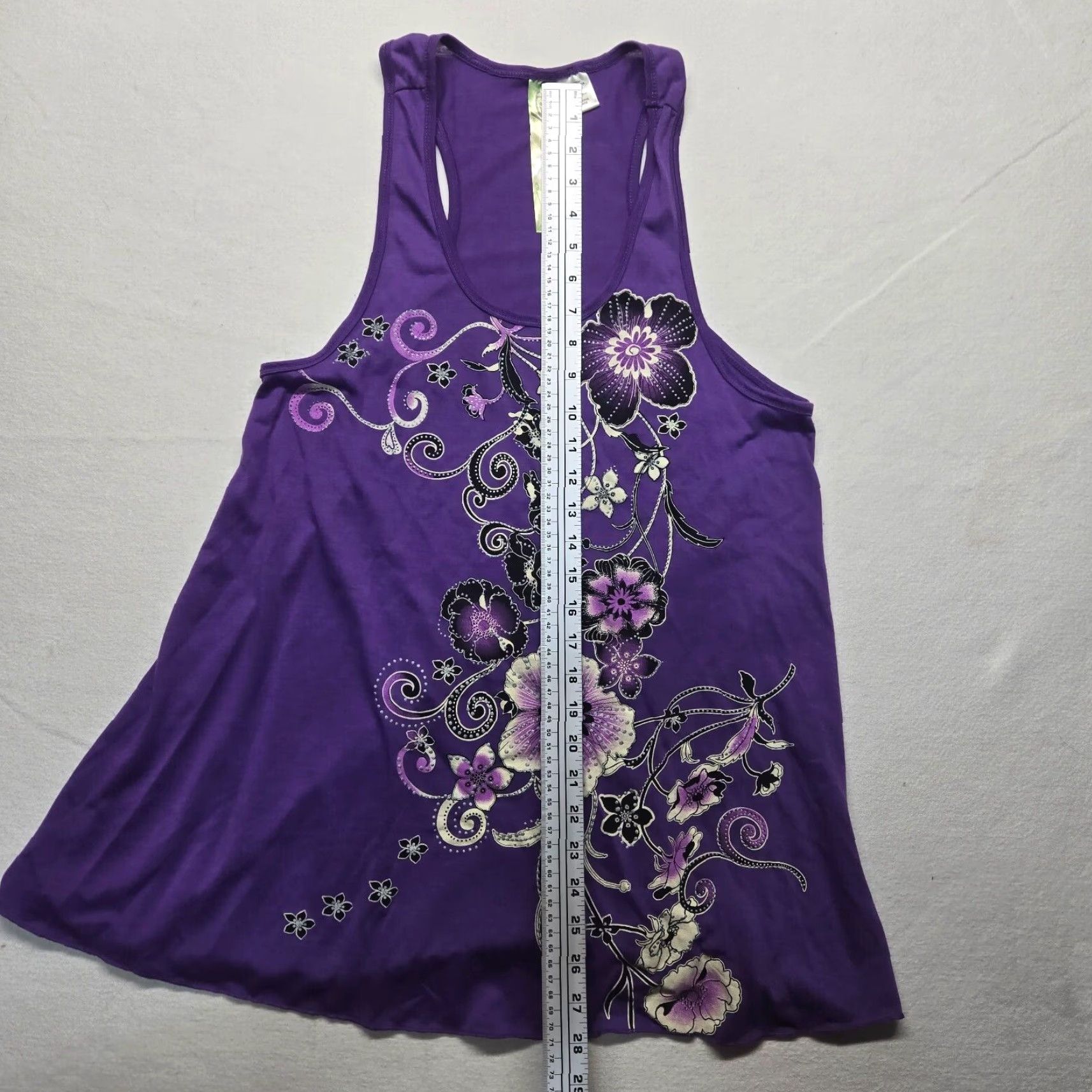 Vintage Live To Be Spoiled Shirt Tank Purple Floral Sleeveless Racerback L Women Size L / US 10 / IT 46 - 5 Thumbnail