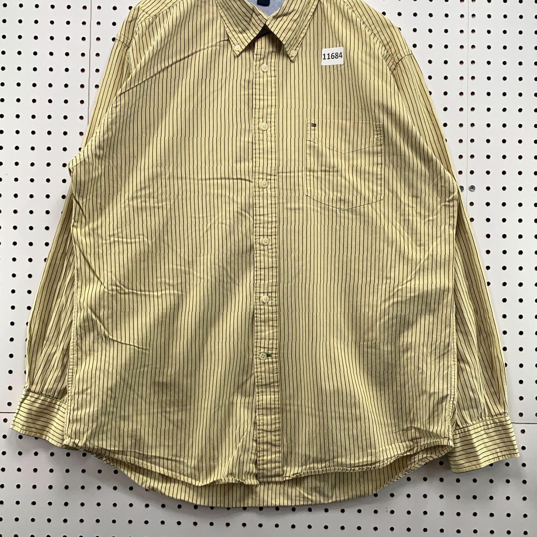 Tommy Hilfiger Tommy Hilfiger Button-Up Shirt XL Mens Yellow Blue Striped Long Sleeve Pocket Logo Size US XL / EU 56 / 4 - 3 Thumbnail