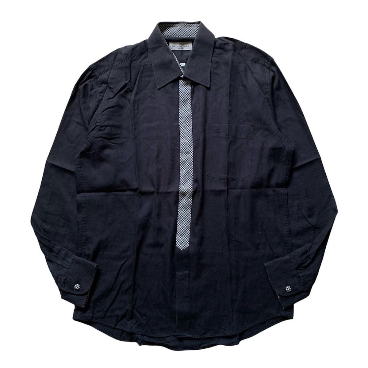 Balenciaga Vtg 90s Balenciaga Check Petterned Inner Collar Placket Size US M / EU 48-50 / 2 - 1 Thumbnail