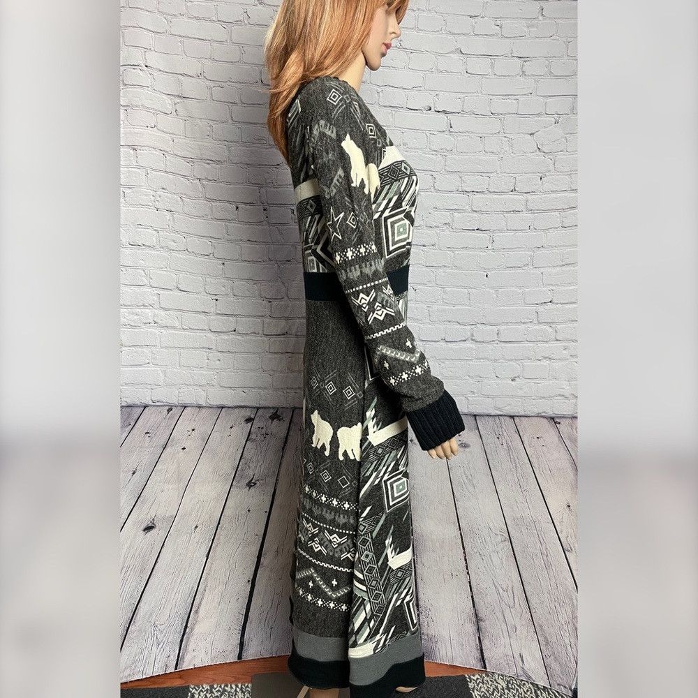Other Knit Black White and Grey European Long Sleeve Dress Size S Size M / US 6-8 / IT 42-44 - 3 Thumbnail