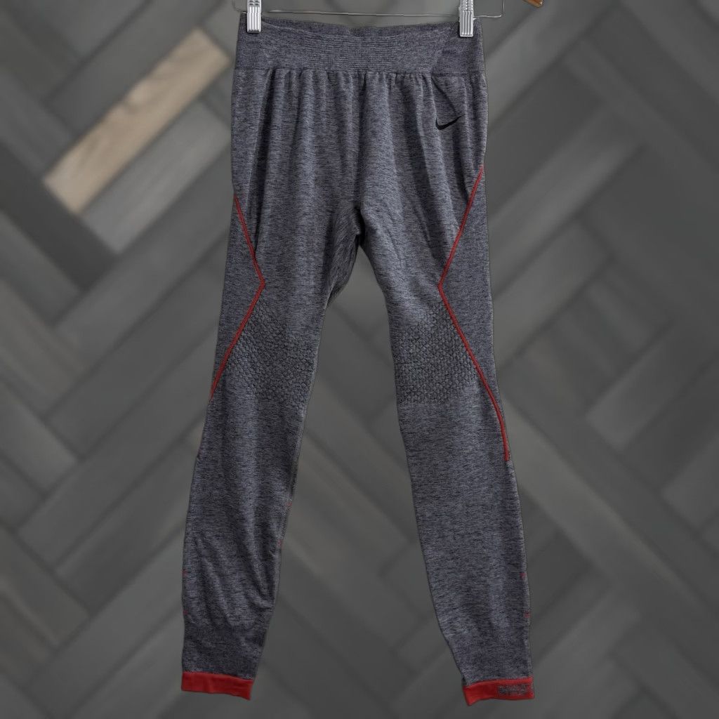 VINTAGE Nike Pro 7/8 Leggings Mens Small Gray Nike Pro Seamless Knit Spandex Running Tights Compression Pants
