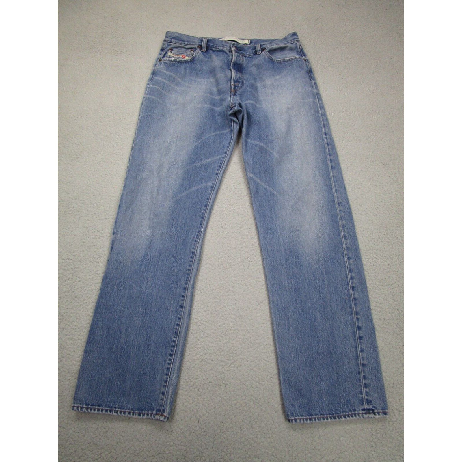 Image of Vintage Diesel Jeans Mens 38 Blue Kratt Straight Y2K 2000S Denim Pants Italy in White