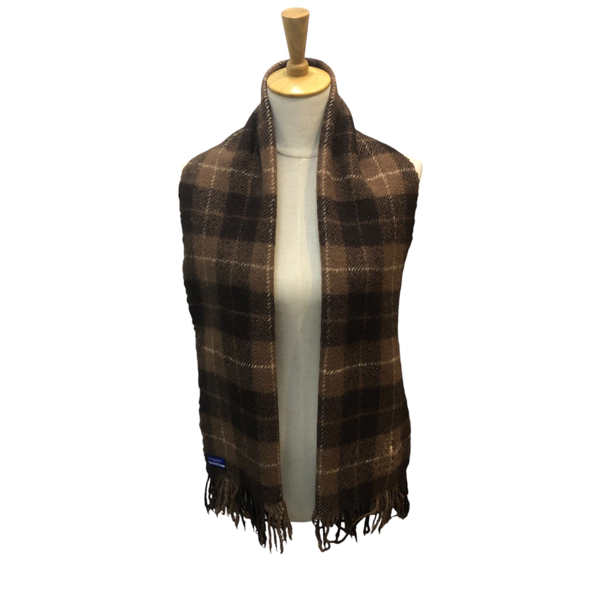 Burberry Burberrys Nova Check Brown Wool Scarf Muffler V2844 Size ONE SIZE - 1 Thumbnail