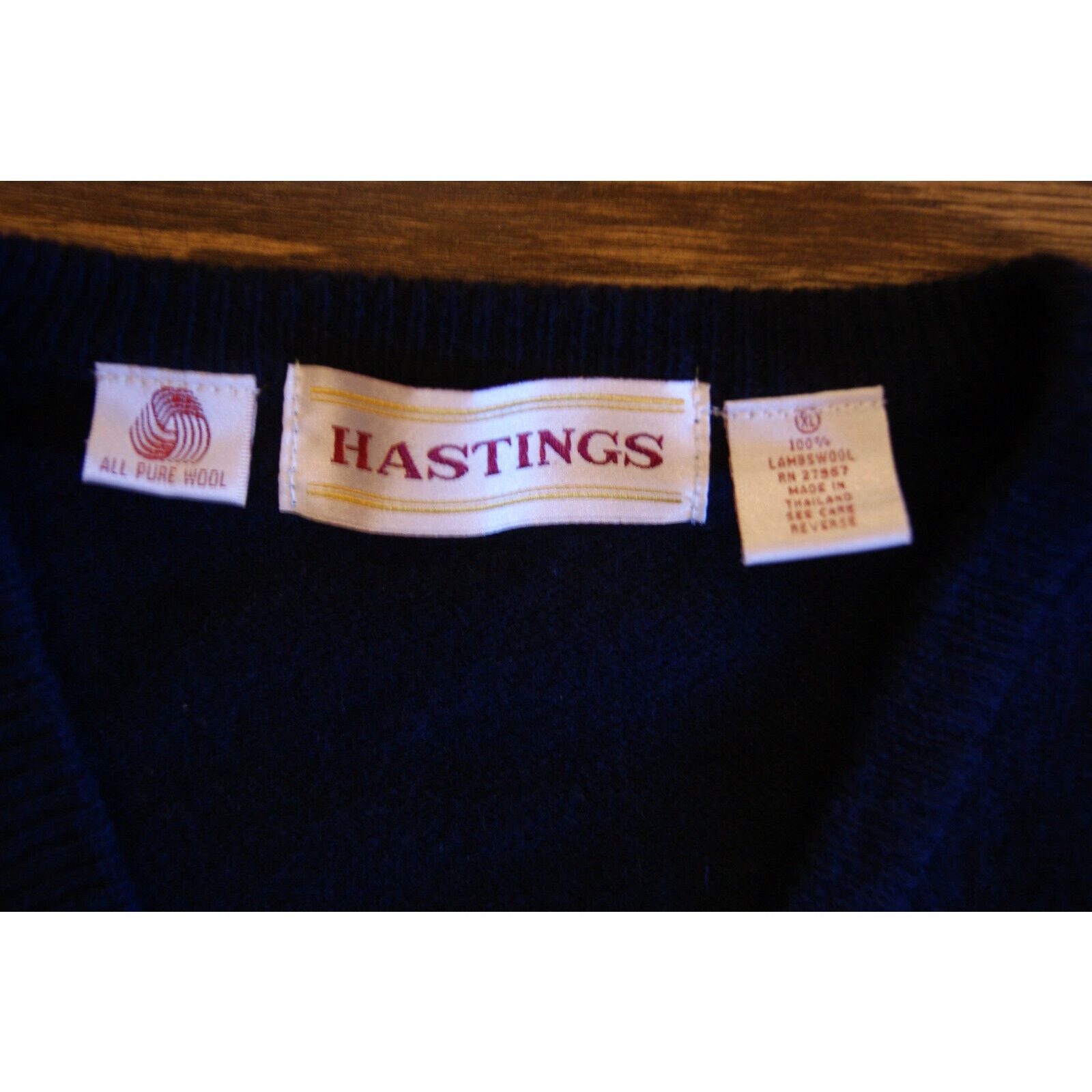 Other VTG Hastings V Neck Sweater Mens XL 100% Lambs Wool Knit Size US XL / EU 56 / 4 - 2 Thumbnail