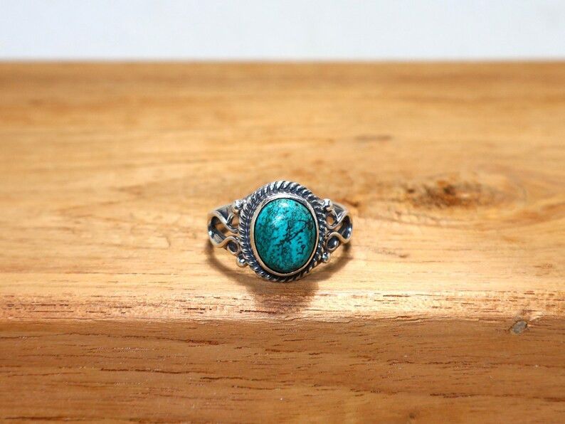 Handmade Turquoise Ring: Handmade 925 Silver, December Birthstone Size ONE SIZE - 2 Thumbnail