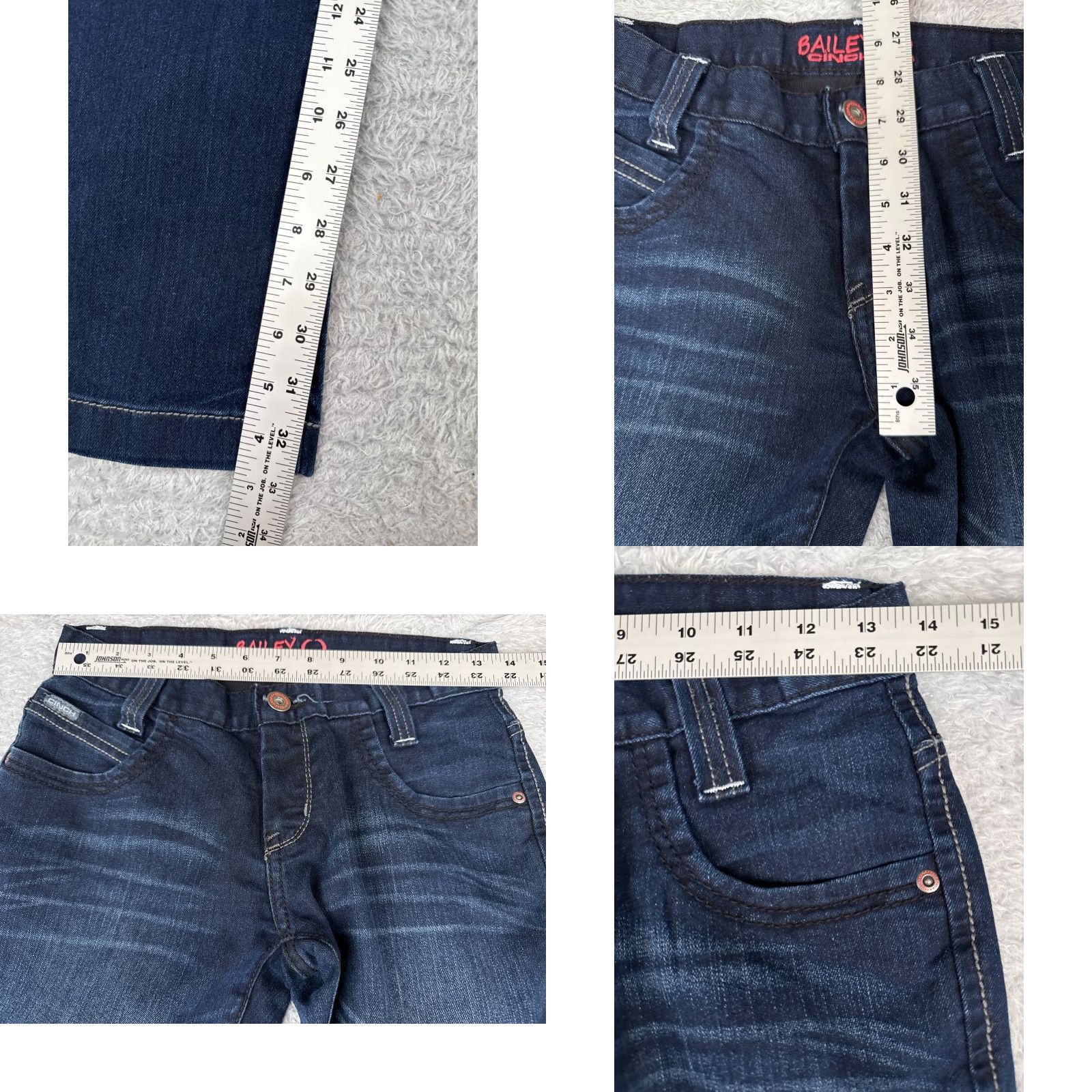 Denime Cinch Jeans Womens Bootcut Jeans 0 Blue Denim 26x33 Embroidered 5-Pocket Stretch Regular Inseam 33 Cotton Dark Denim Bagged? Size 25" / US 0 / IT 36 - 8 Thumbnail