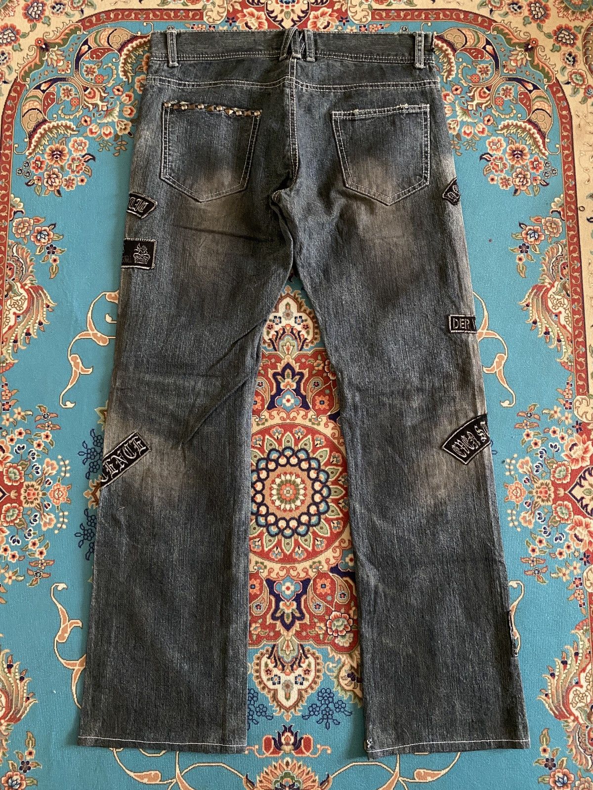 In The Attic In The Attic Japan Sublimation Patchwork Punk Denim Size US 31 - 3 Thumbnail