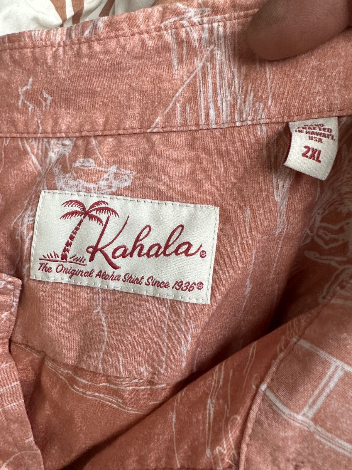 Other Kahala Hawaiian Print Shirt Full Buttton Orange Men's 2XL Size US XXL / EU 58 / 5 - 4 Thumbnail