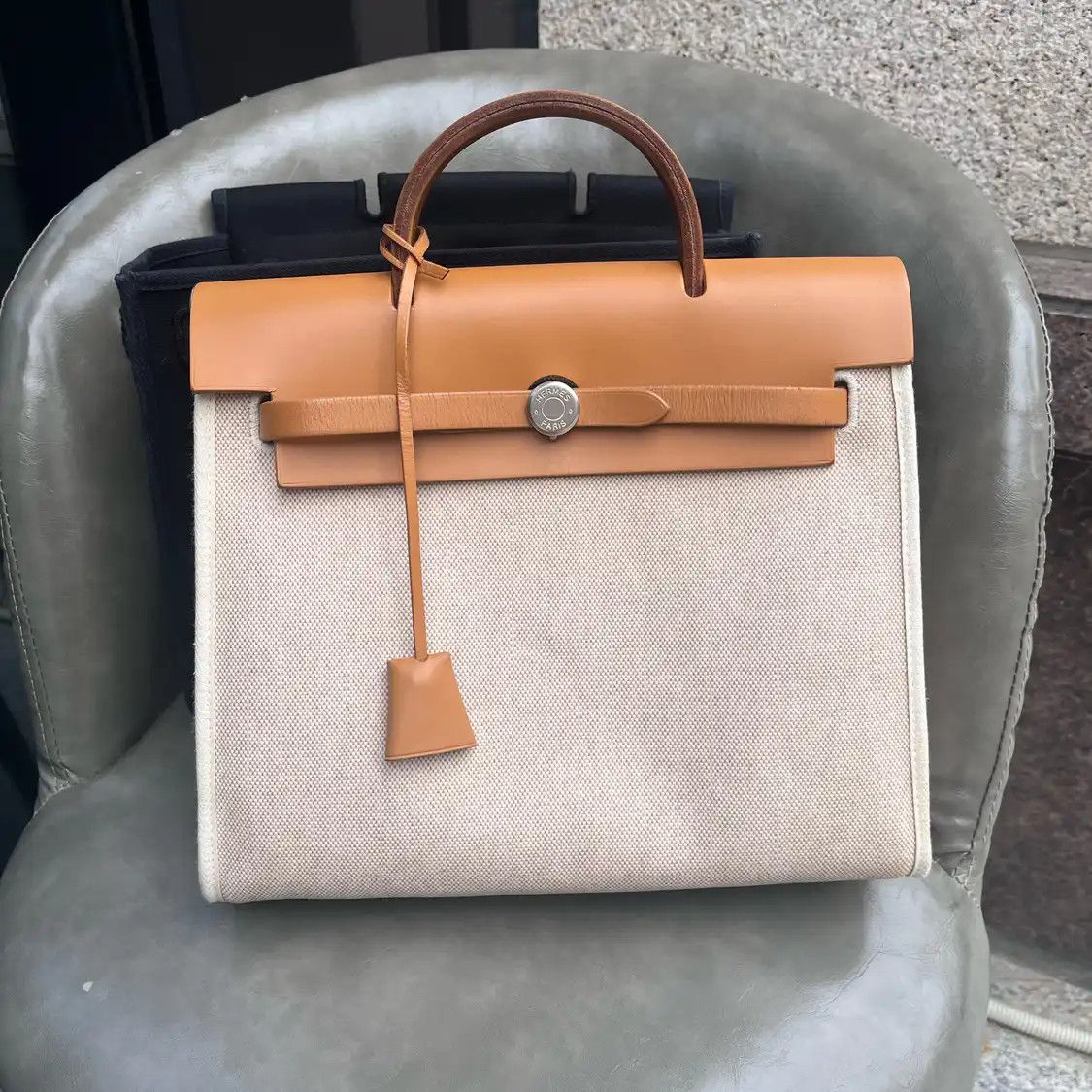 Hermes Hermes Herbag beige coated canvas backpack silver hardware medium vintage editio Size ONE SIZE - 1 Thumbnail