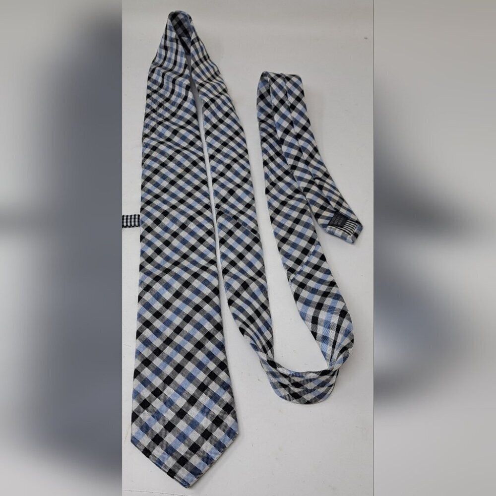Ben Sherman Ben Sherman Men's Slim Tie Neck Tie 100% Silk Black Blue Wh Size ONE SIZE - 4 Thumbnail