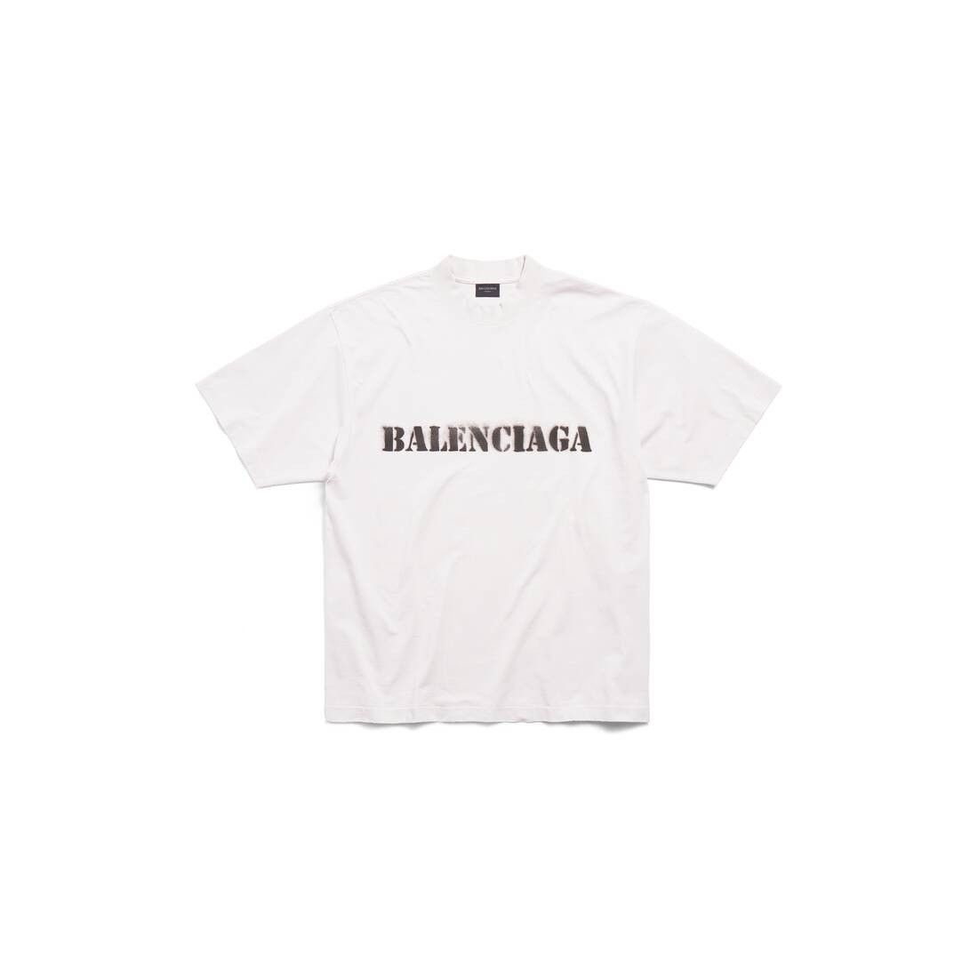 Balenciaga o1w1db10525 Stencil Type T-Shirt Medium Fit Off White/Black Size US L / EU 52-54 / 3 - 1 Thumbnail