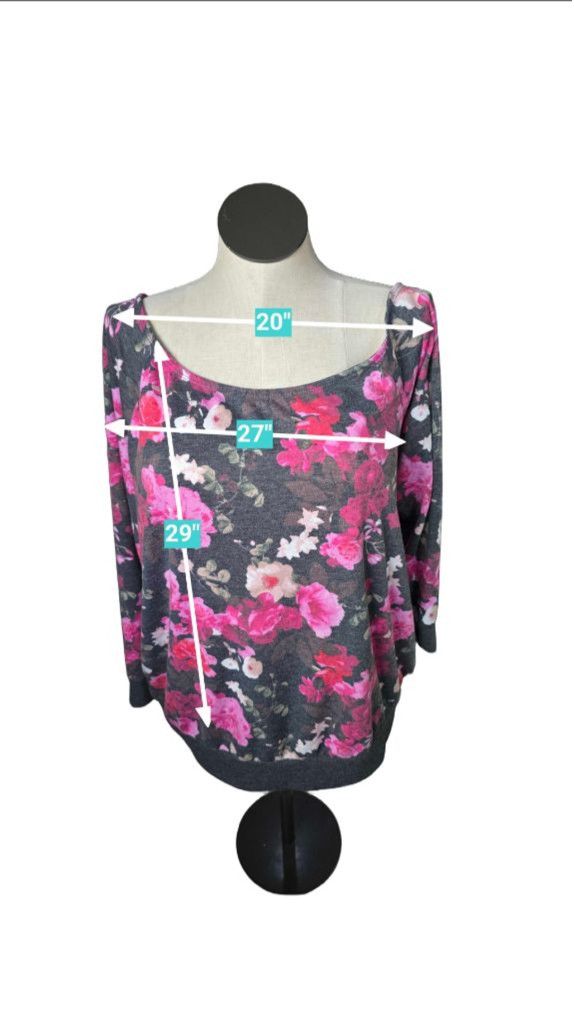 Torrid Torrid Floral Print Off The Shoulder Top 2x Gray and Pinks Size XXL / US 16-18 / IT 52-54 - 4 Thumbnail