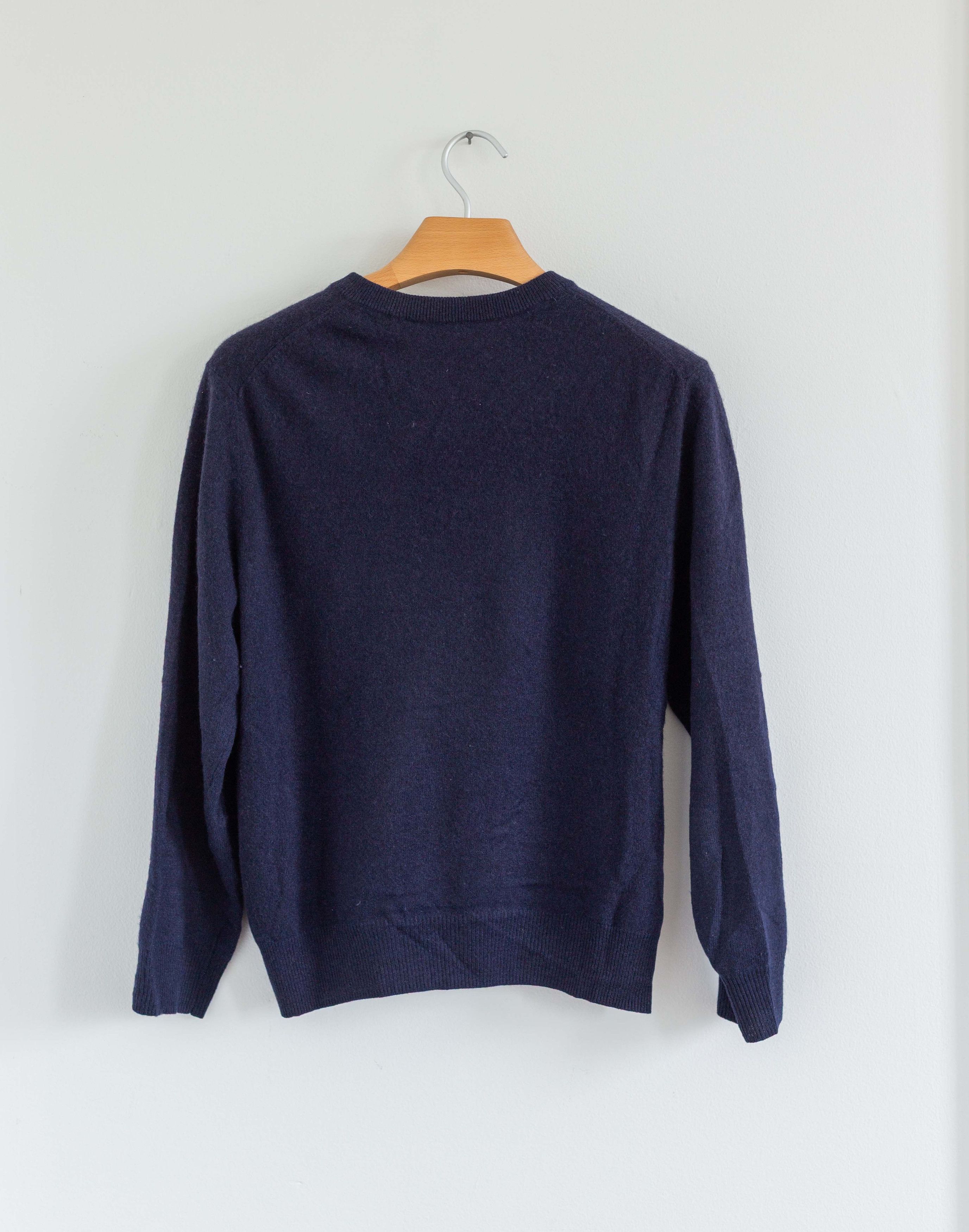 Other Classic Navy Blue 100% Cashmere V-Neck Sweater Size US M / EU 48-50 / 2 - 2 Thumbnail