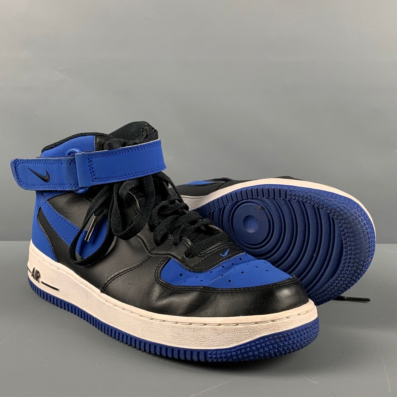 Nike NIKE Size 8 Blue Black Leather Color Block High Top Sneakers Size US 8 / IT 38 - 5 Thumbnail
