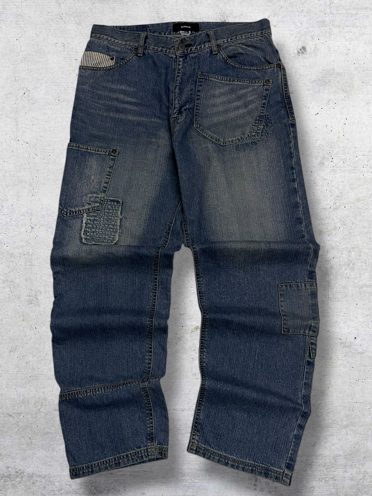 Japanese Brand VINTAGE PATCHWORK POCKET 90S JAPAN SCANNER BAGGY 90S DENIM Size US 33 - 1 Thumbnail