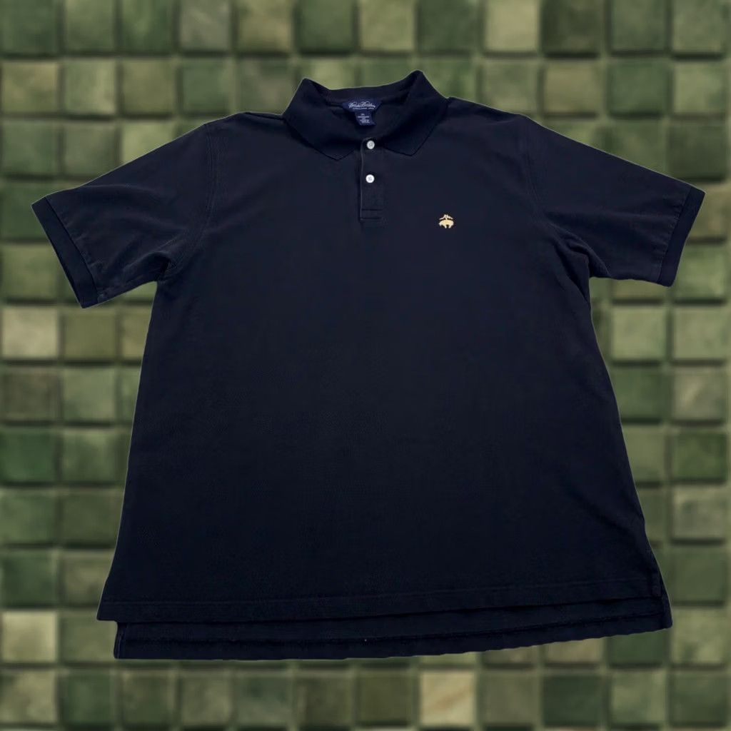 Brooks Brothers VINTAGE Brooks Brothers Performance Knit Cotton Black Polo 2XL Mens Logo Solid Short Sleeve Polo Baseball/Preppy style Size US XXL / EU 58 / 5 - 1 Thumbnail