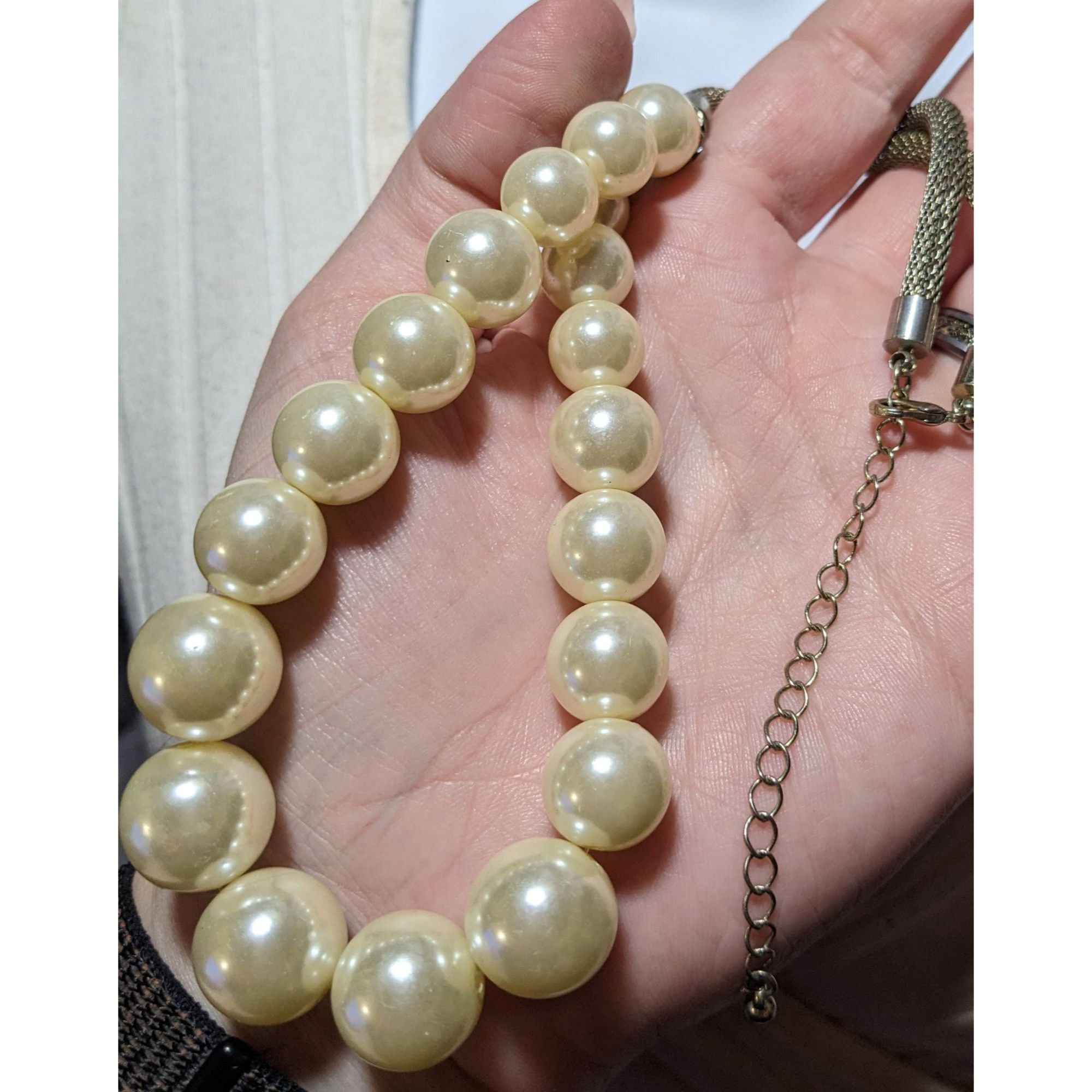 Other Vintage Retro Mesh Tube Faux Pearl Necklace Size ONE SIZE - 7 Thumbnail