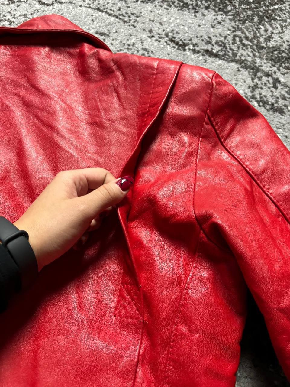 Vera Pelle × Vintage Vintage Y2K Red Leather Vera Pelle Italy Motorcycle Jacket Size M / US 6-8 / IT 42-44 - 13 Thumbnail