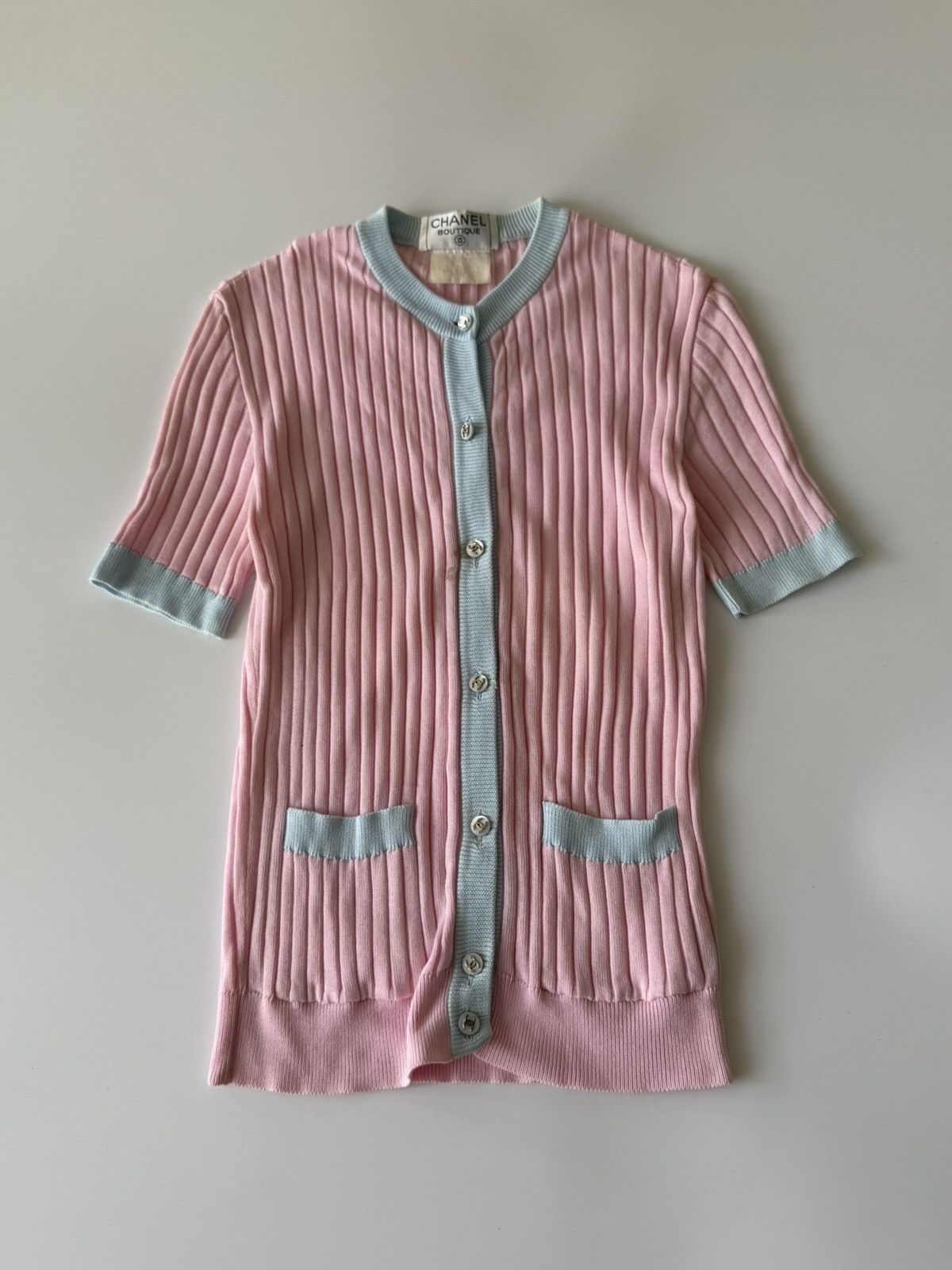 Chanel Chanel Boutique Pink Ribbed Cardigan Size S / US 4 / IT 40 - 1 Thumbnail