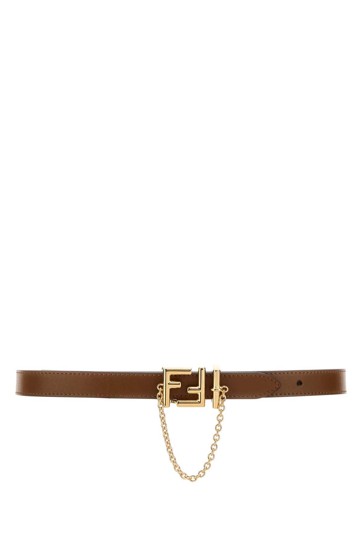 Brown Leather Reversible Ff Belt