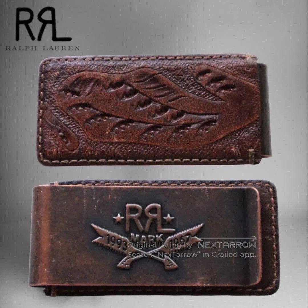 RRL Ralph Lauren RRL Brass Leather Arrow Logo Money Clip. Size ONE SIZE - 1 Thumbnail